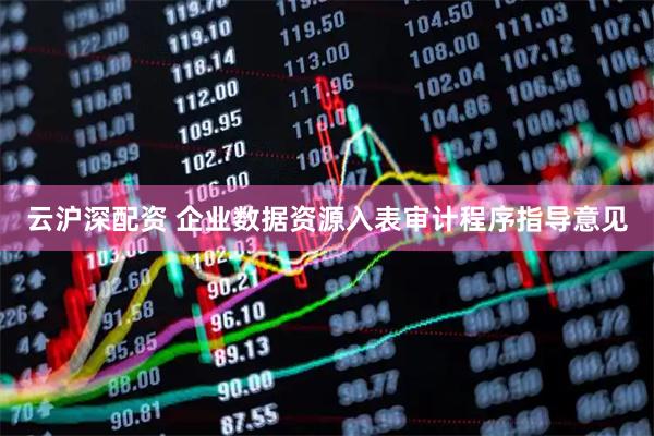 云沪深配资 企业数据资源入表审计程序指导意见