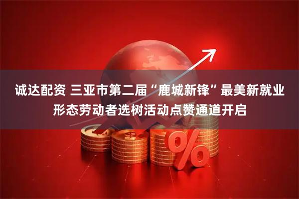 诚达配资 三亚市第二届“鹿城新锋”最美新就业形态劳动者选树活动点赞通道开启